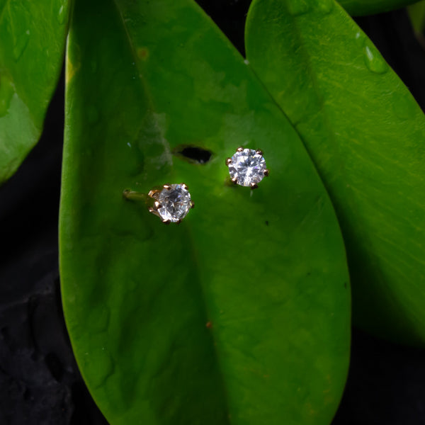 Zirconia Round Stud Earrings - D101